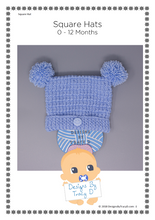 Load image into Gallery viewer, 13. Square Pom Pom Hat (Unisex) - Posted - Designs By Tracy D